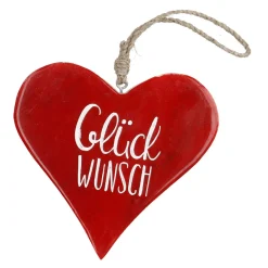 Anhänger Herz, Glückwunsch/rot, 14.5 Cm