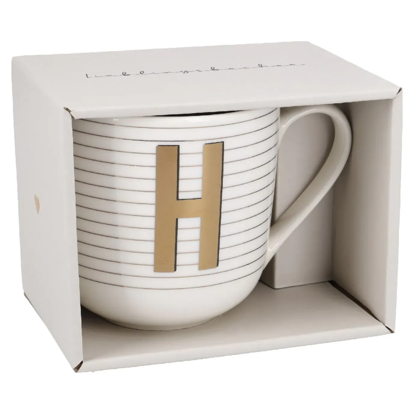 Becher Buchstabe/Streifen, H, 450 Ml