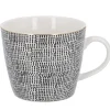 Becher China, Striche, Schwarz/weiß, 300 Ml, Goldrand
