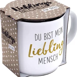 Becher Emaille-Optik, Lieblingsmensch, 350 Ml
