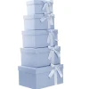 5er Set Geschenkkarton Schleife, Rauchblau