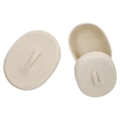 2er Set Korb Mit Deckel, Oval/weiß