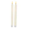 2er Set LED-Stabkerze Rustik, Hellcreme, 24 Cm