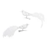 2er Set Vogel-Clip Pailletten, Weiß/matt, 11 Cm