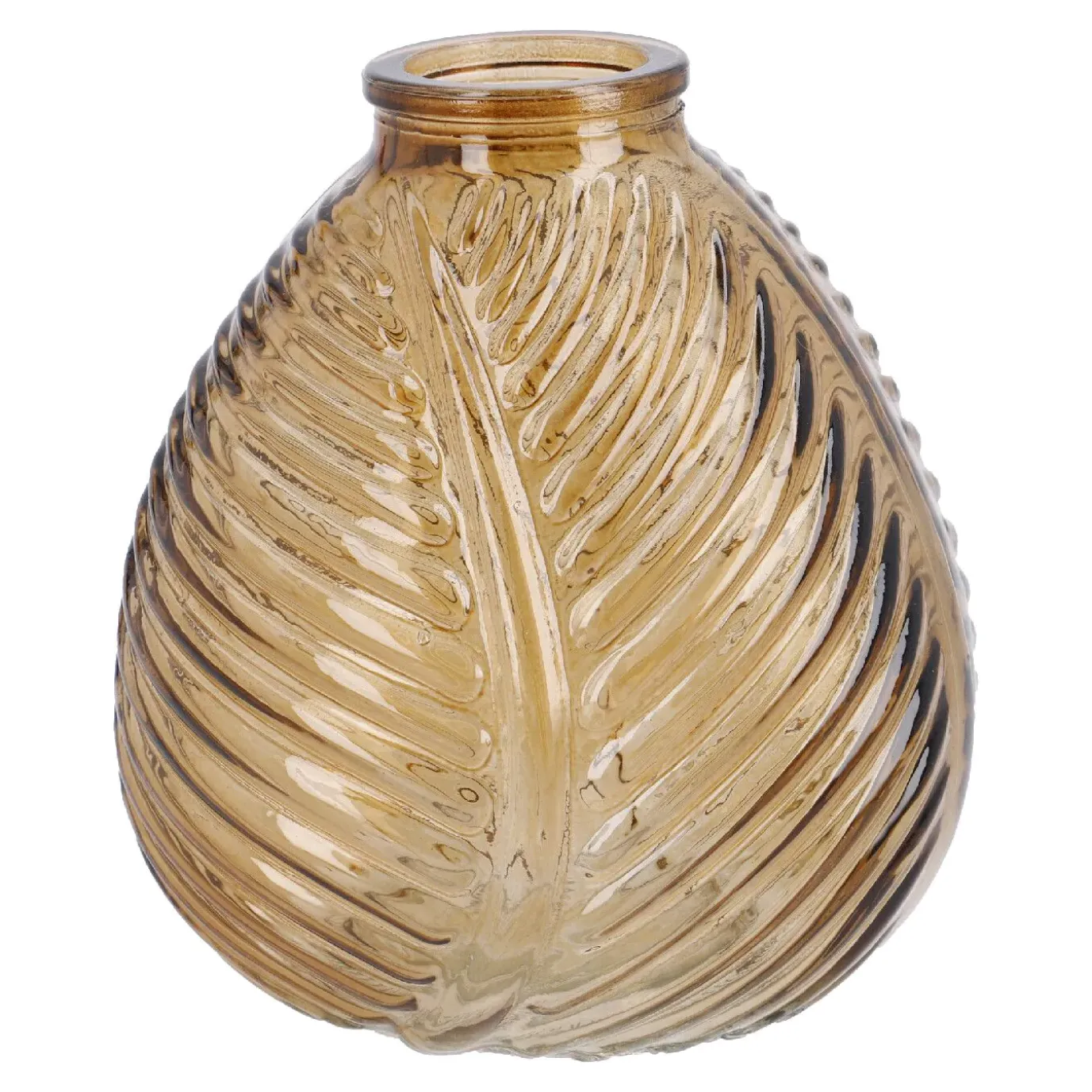 Flaschenvase Blatt, Braun/bauchig, 13 Cm