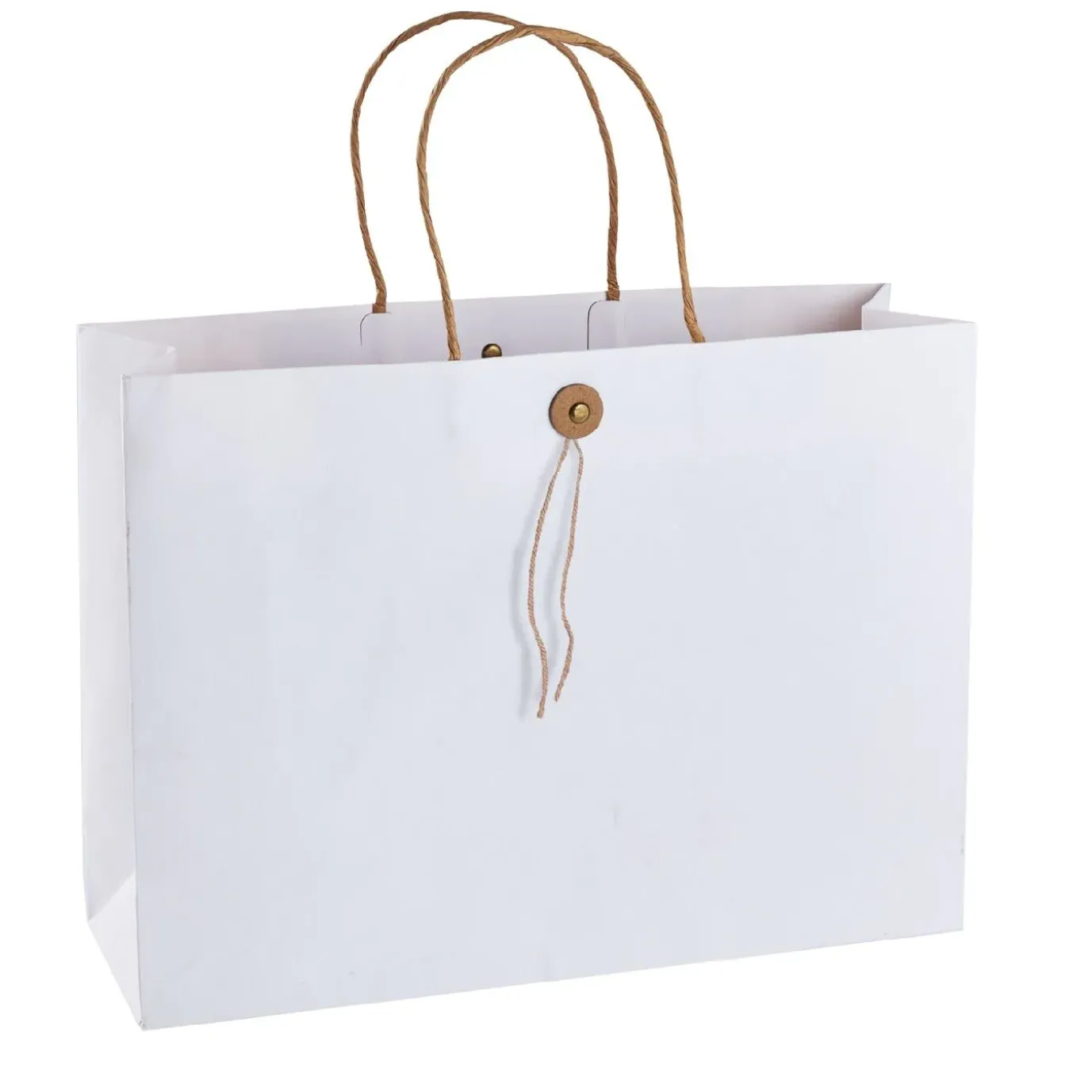 Geschenktüte Mit Knopf, Weiß, 32.5 X 24 Cm