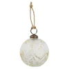 Glaskugel Blätter, Creme/gold, 7 Cm