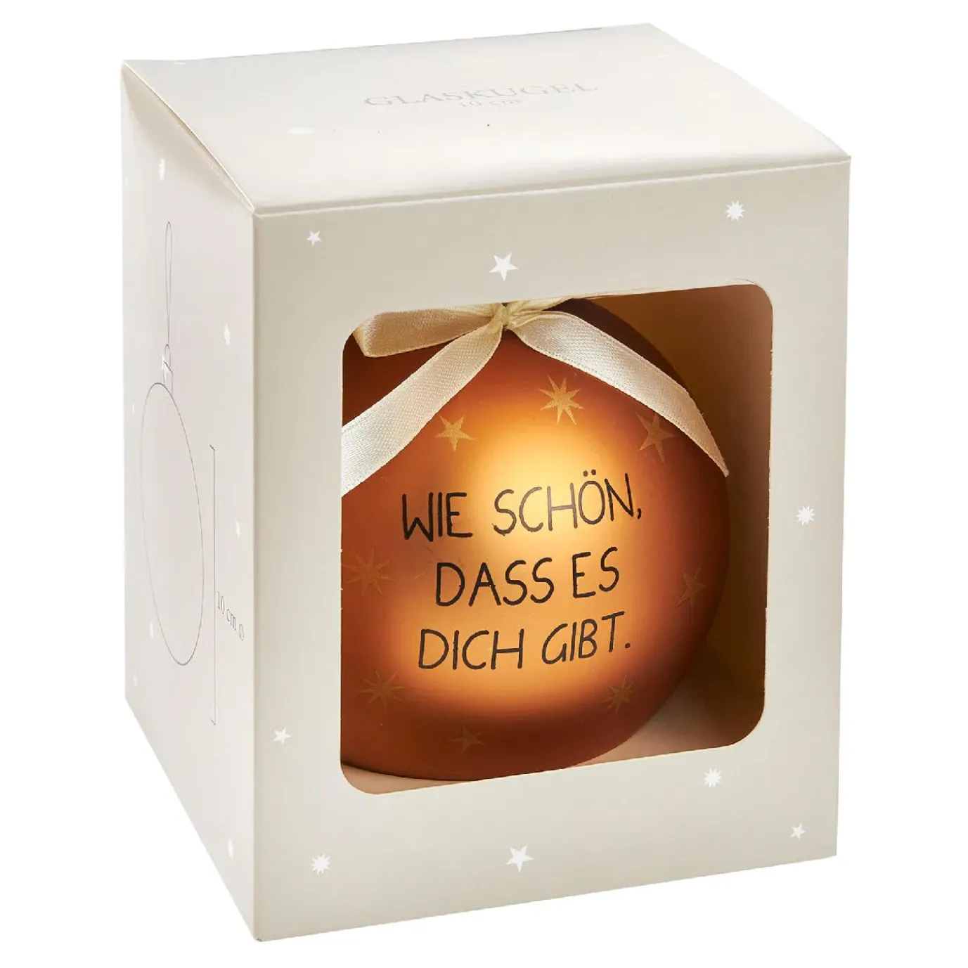 Glaskugel Spruch, Wie Schön/orange/braun/matt, 10 Cm