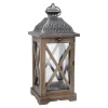 Holz-Laterne Medan, Braun-gewischt, 39 Cm