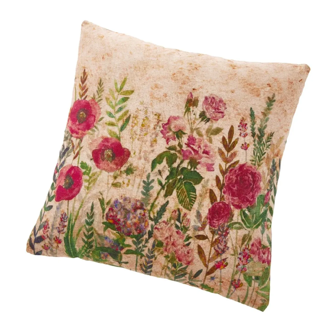 Kissen Blumen, Beige/rot, 45 Cm