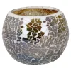Kugel-Windlicht Mosaik, Bernstein/silber/grün, 10 X 8 Cm