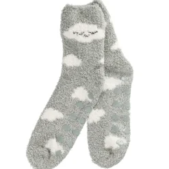Kuschelsocken Anti-Rutsch, Wolke/grün