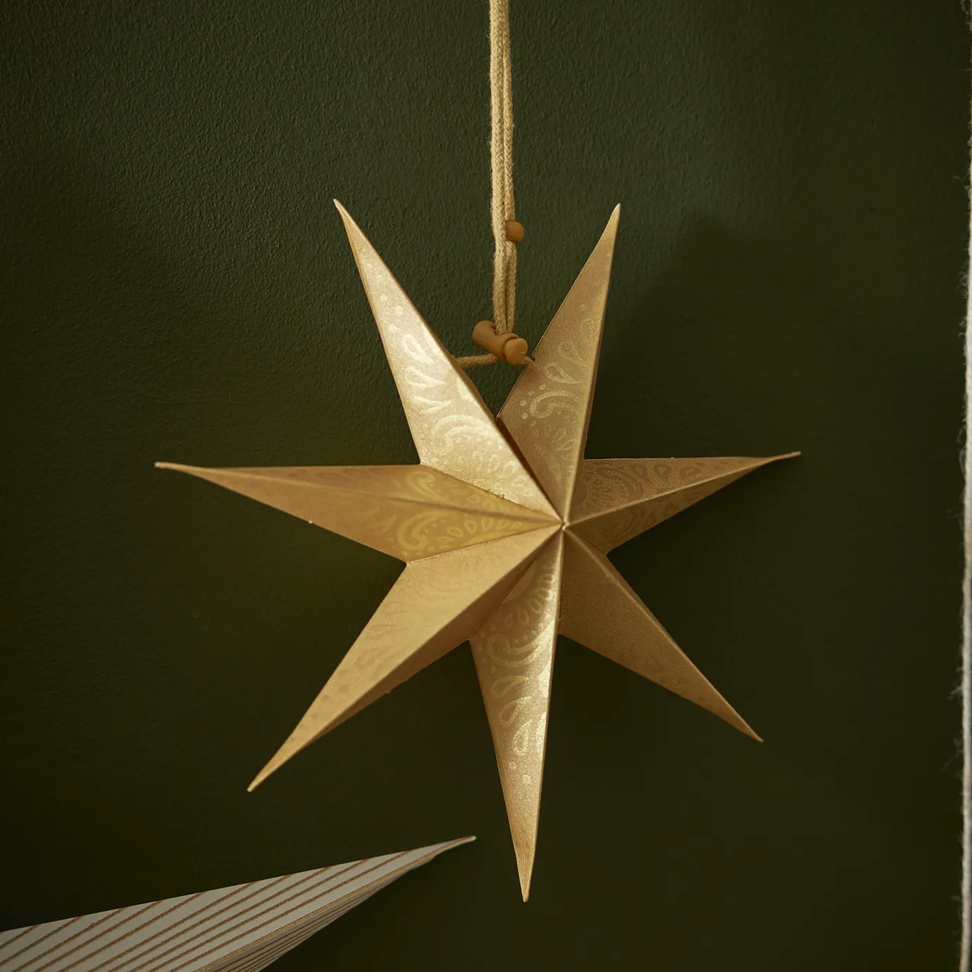 Papierstern , Ornament, Gold/gold, 18 Cm