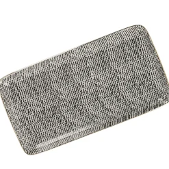 Platte China, Goldrand, Schwarz/weiß, Striche, 23 Cm
