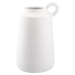 Vase Struktur Mit Henkel, Weiß, 25 Cm